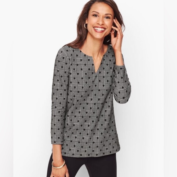 Talbots Black Textured Zip Back Top - Picture 7 of 7